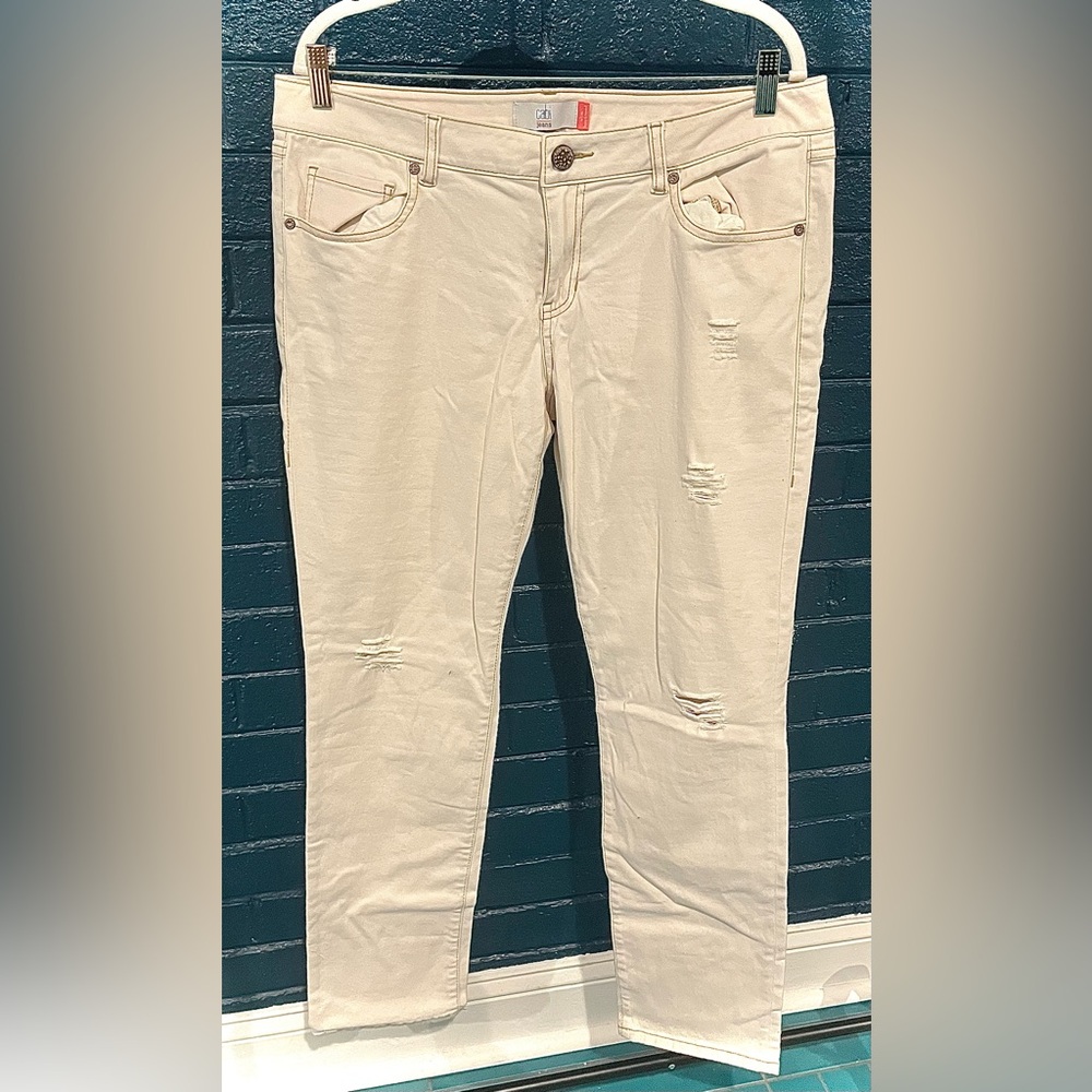 Women's White Distressed Jeans